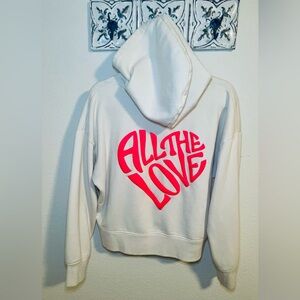 All The Love - Cropped Hoodie  - Love - Valentine - A New Day - White - XXL